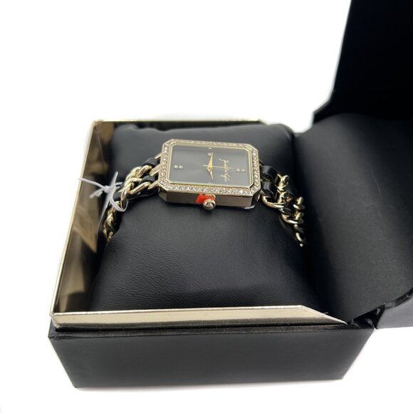KENDALL + KYLIE Gold Rhinestone Fashion Watch with Double Chain Band NIB Gift - Picture 3 of 6